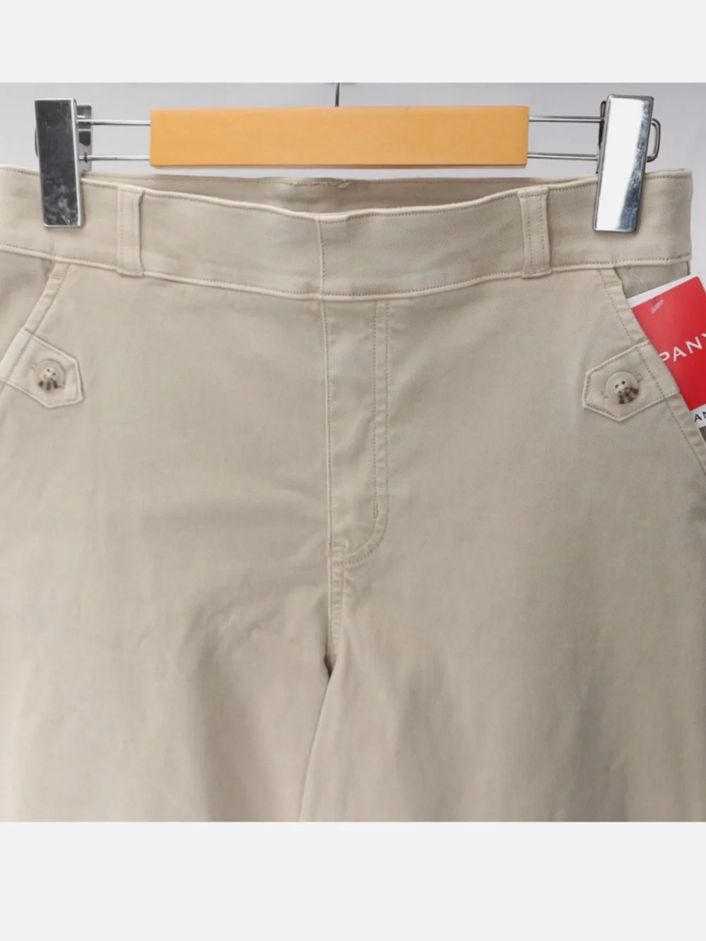 SPANX Spanx Womens Pants Stretch Twill Cropped Wide Leg Beige Bone Size NWT - Picture 3 of 8